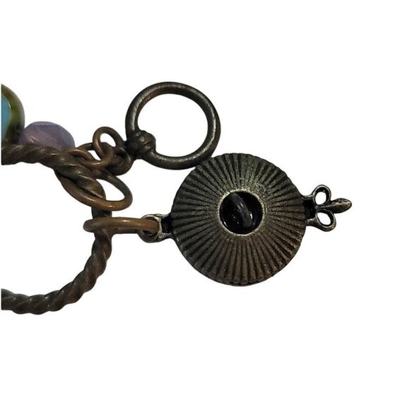 Grandmother's Buttons Oxidized Metal Beaded Charm-Link Bracelet - Picture 4 of 6